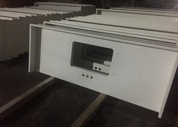 Pure White Quartz Kitchen Countertops 45 Degree Edge Faux Quartz