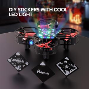 China A22 LED-enhanced Mini RC Drone with DIY Stickers for Kids on sale