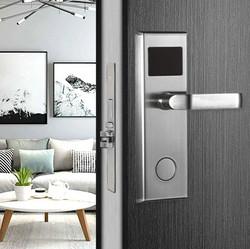 Cheap Brushed Stainless Steel Half Automatic Handle Door Lock Smart RFID Card Hotel Management Software TT Lock Optional for sale