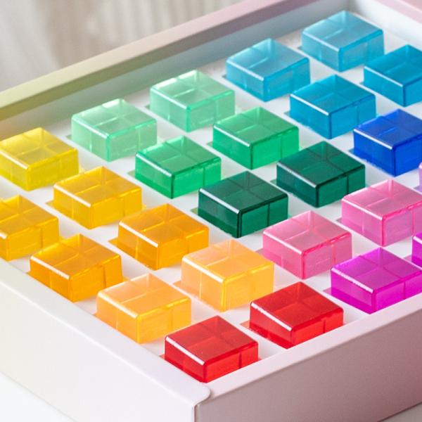Rainbow Colors Acrylic Building Blocks For Shape Recognition Early Education Toy