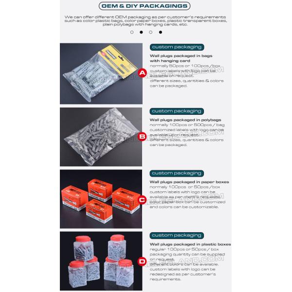 Expandable Plastic Wall Plugs (Screw Anchors, Drywall Anchors) Gray, Red or Blue Ø10 x 50mm 100pcs with Ø6~8mm Screws for Home Decor