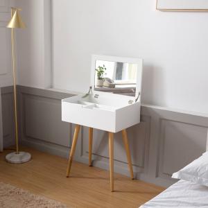 Cheap Brown White Wooden Dressing Table With Mirror Large Capacity Luxury For Bedroom Home for sale