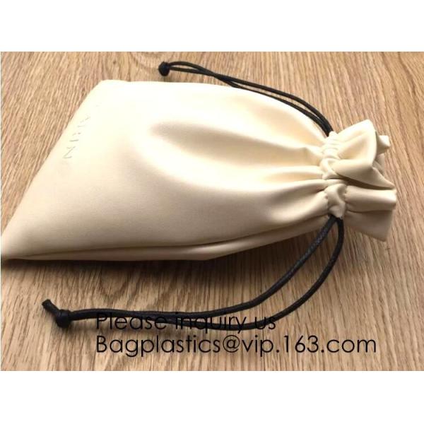 Soft Offwhite and Red PU Leather Bag For Packaging,Custom Pink Brown Faux Leather Drawstring Pouch Faux Leather Jewelry