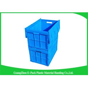 Cheap Blue Collapsible Plastic Containers with Attached Lids / Stackable plastic container for sale