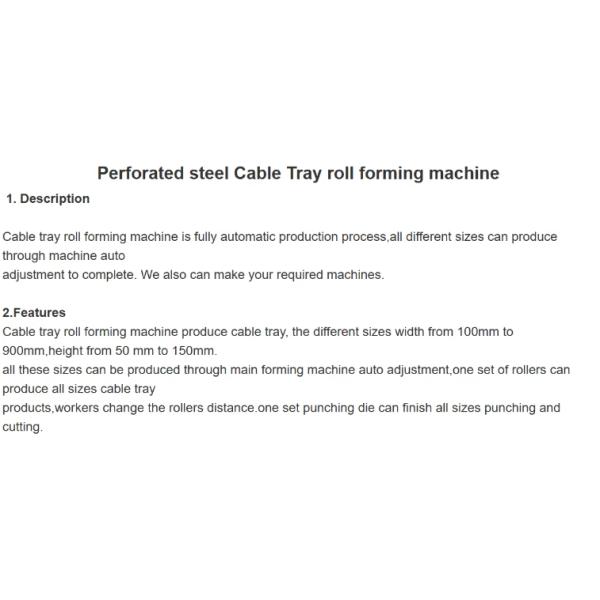 1m/Min - 30m/Min Cable Tray Roll Forming Machine Cable Tray Making Machine OEM