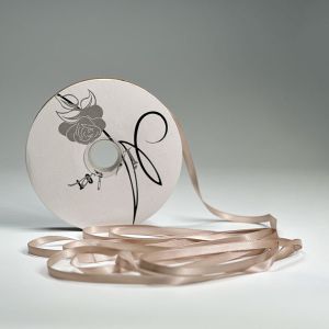 China Glittery Polyester Ribbon 10mm-180mm Champagne Poly Satin Ribbon on sale