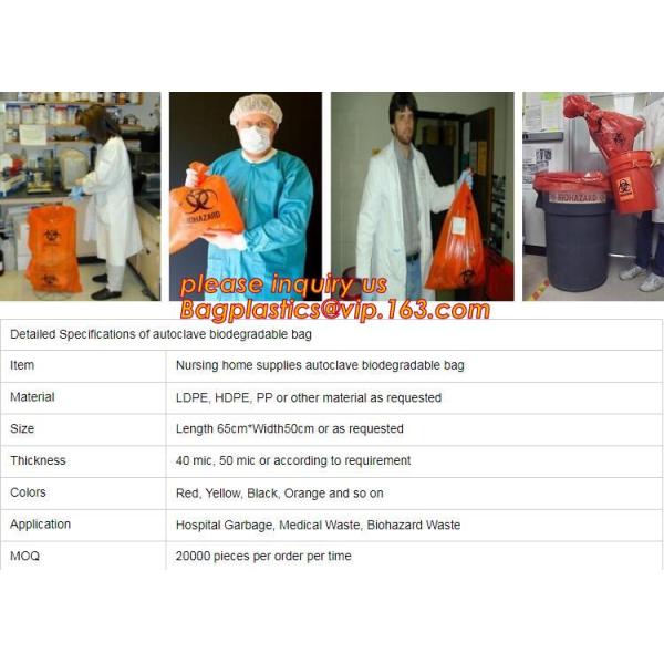 Biohazard Garbage Bag for hospital Waste, Biohazard medical waste Plastic Bags For clinical Disposal, HDPE biodegradable