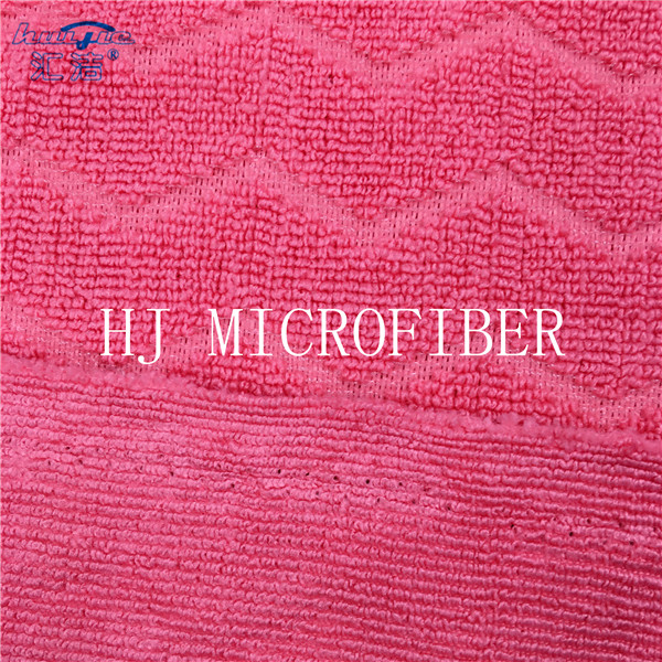 Watermelon Red Color Microfiber Jacquard Fabric For Cleaning Cloth Using