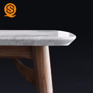 Fireproof 6 Chairs Marble Dining Table Square Design For Hotel