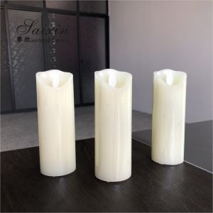 Cheap 2021 Battery Operated Warm White Flat Flickering LED Pillar Candles For Wedding Candelabras for sale