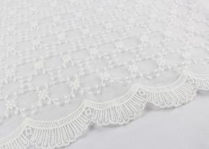Cheap Beautiful Embroidered Lace Fabric Scalloped Edge Lace Fabric For Ivory Wedding Dresses for sale
