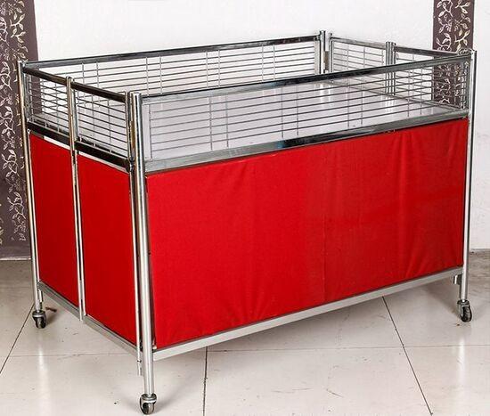 Quality Foldable Moving Supermarket Promotion Table / Durable Metal Shelf Cart With Castors wholesale