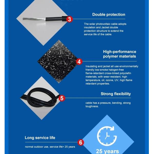 6mm2 Solar PV Cable Wire OD 6.5mm TUV Approved Weather - Resistant