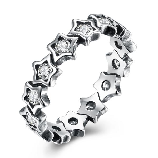 Quality 925 Sterling Silver Rings Paved Cubic Zircon Star Finger Ring For Women Silver Jewelry Mother'S Day Gift wholesale