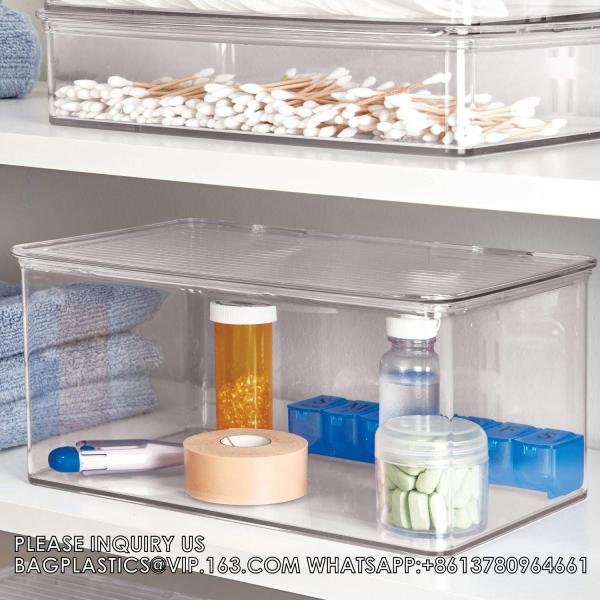 Organizer Bins- MultiPurpose & Versatile Stackable Cabinet Organizers Cosmetics, Laundry, Office Supplies