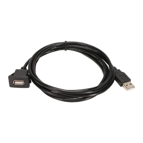 Waterproof Flush Panel Mount Male to Female Socket USB Extension Wire Cord Cable for Car Truck Boat Motorcycle Dashboard