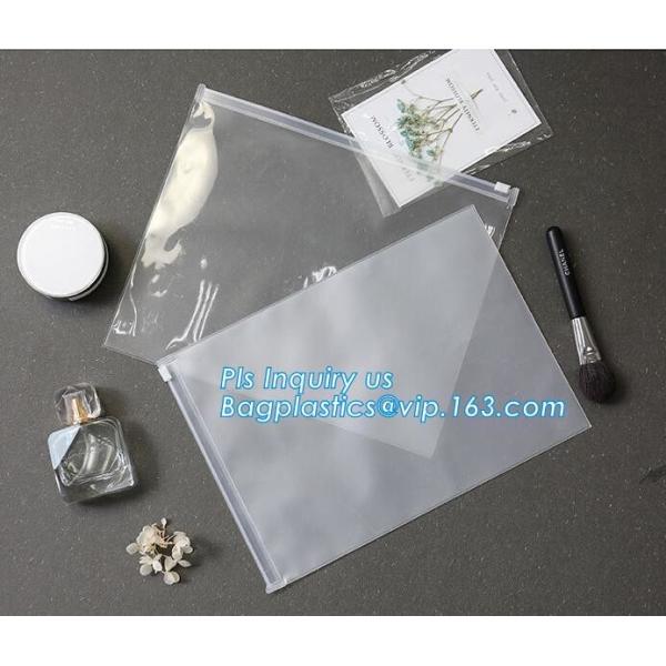 Stand up clear/transparent cosmetic PVC zipper bag/pouch, Eva Clothing Packaging Plastic Clear Zipper Bag With Slider