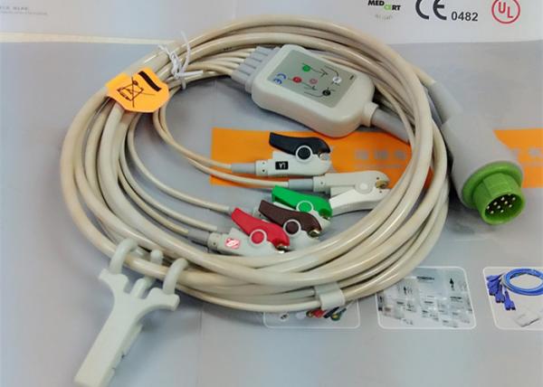 Quality 5 Leads Snap AHA ECG Patient Cable , Mindray 12 Pin One Piece ECG Cable wholesale