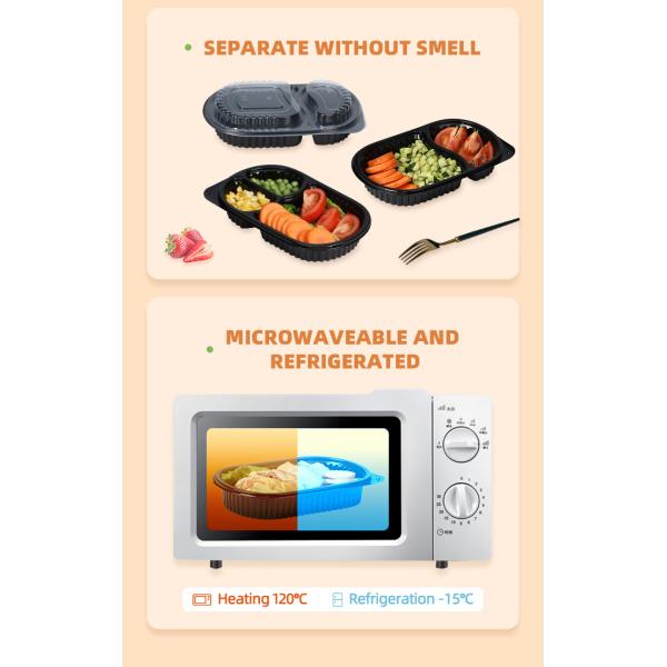 ODM/OEM Catering Office Plastic Microwave Bento Lunch Box Disposable 2 Compartment