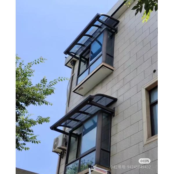 Customizable DIY Aluminum Frame Polycarbonate Solid Sheet Awning For Outdoor Needs In Blue