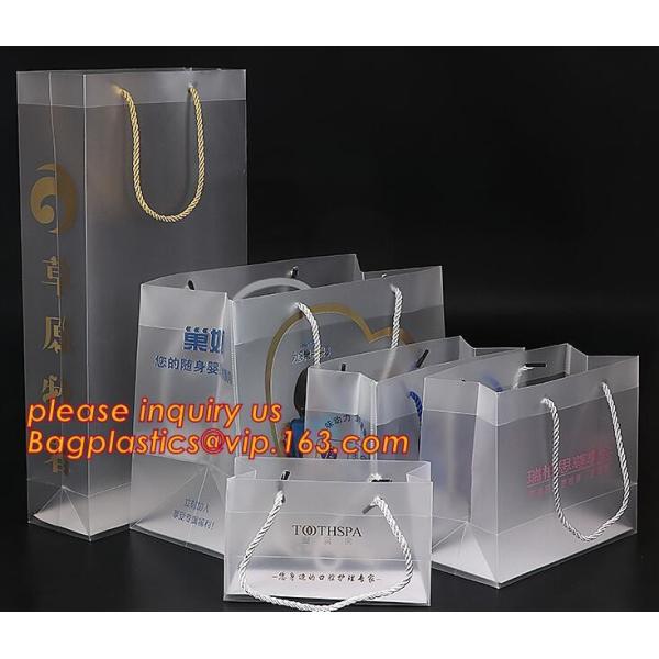 Customized square shape flower pattern long handle PP gift bag,flower vase, disposable flower plastic bag, plastic folda