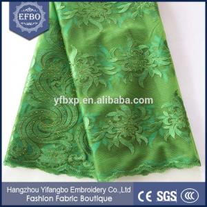 China Nice design france lace embroidery african lace fabrics / tulle lace fabric with stones on sale