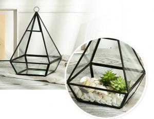 Flower Plants Terrarium Decorative Glass Craft Black For Desktop Copper