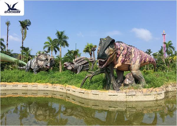Quality Lifesize Giant Colorful T Rex Lawn Ornament For Game Center 110 V / 220A wholesale