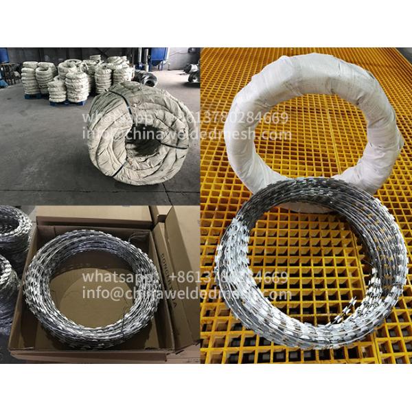 Clipped Concertina Razor Wire Galvanised Steel 300 MM Concertina Fencing