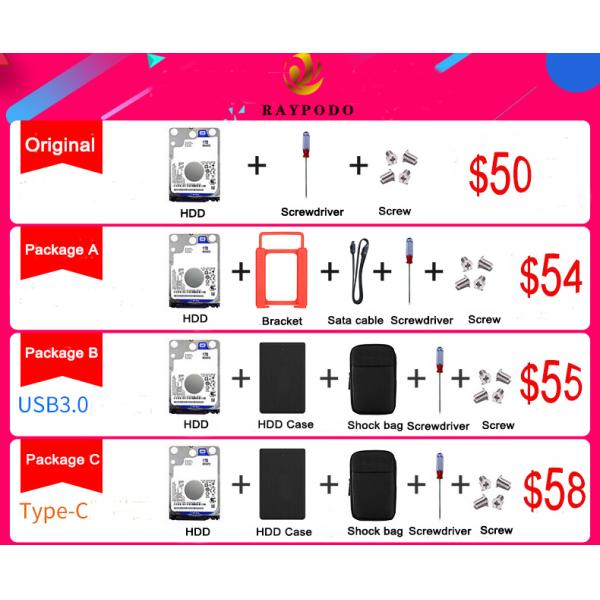 Laptop Internal Computer Hard Disk Drive WD 2.5" 1TB HDD 5400 RPM 128MB Cache