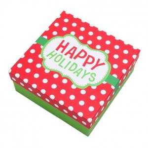 China Custom Printed Happy Holiday Gift square box with lid on sale