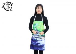 Custom Pastoral Oil Painting Apron Houseware Items , 3D Photo With Visible Center Pockets Digitally Printed Apron