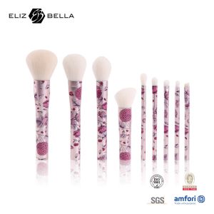 Buy cheap 9pcs Beauty Synthetic Hair Cosmetic Brush Set Full Rolling Printing Metal Handle from wholesalers