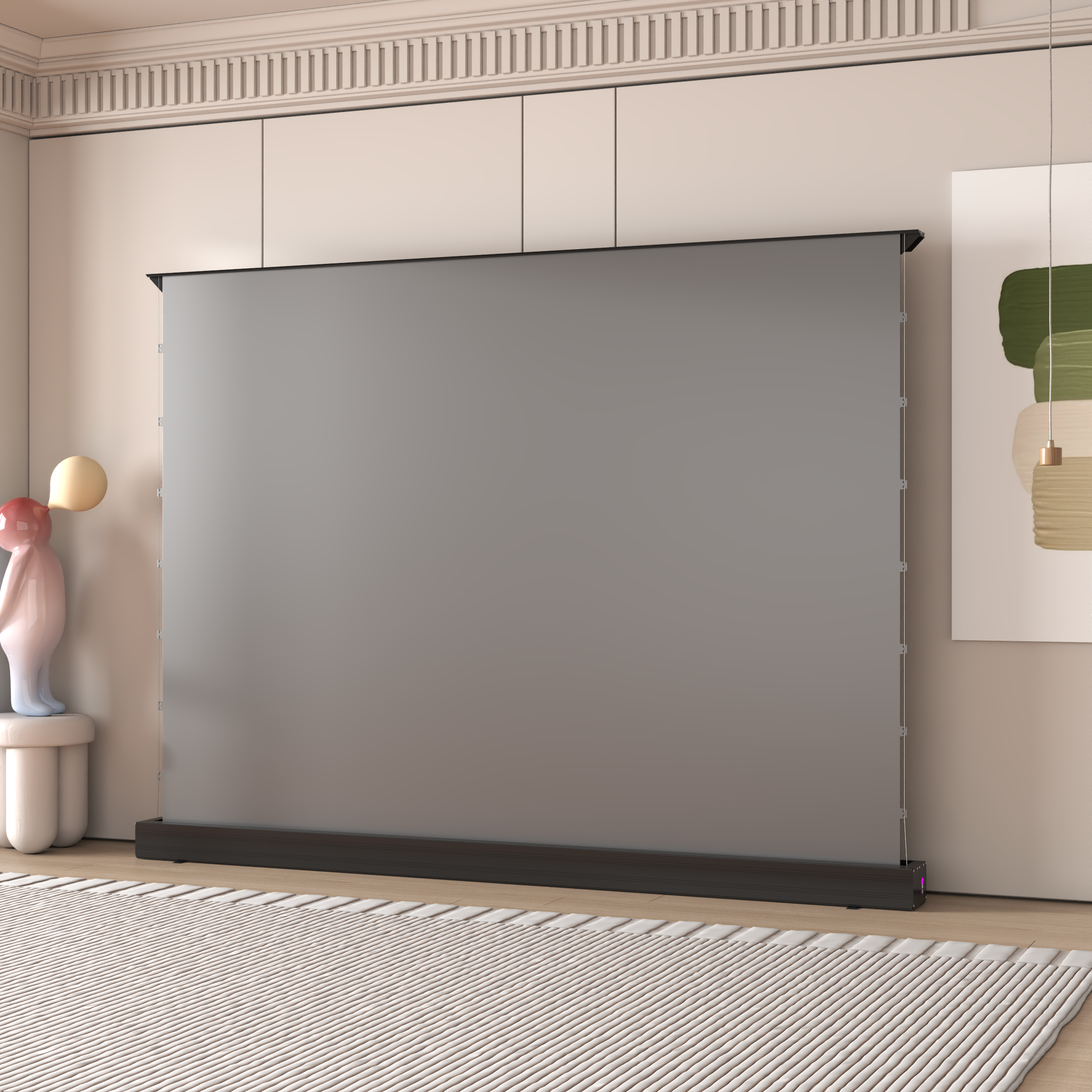 Cheap Floor Rising Screen electric projection screen with quiet motor operation and sleek design for modern office environments for sale