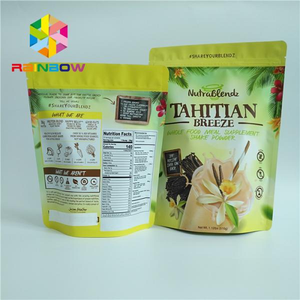 Food Grade Aluminum Foil Custom Printed Stand Up Pouches With Zipper