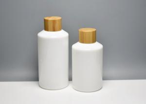 China BG-106X(1), 100ml 150ml opal white glass bottle with bamboo screw cap, eco friendly cosmetic glass containers wholsale on sale