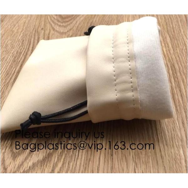 Soft Offwhite and Red PU Leather Bag For Packaging,Custom Pink Brown Faux Leather Drawstring Pouch Faux Leather Jewelry