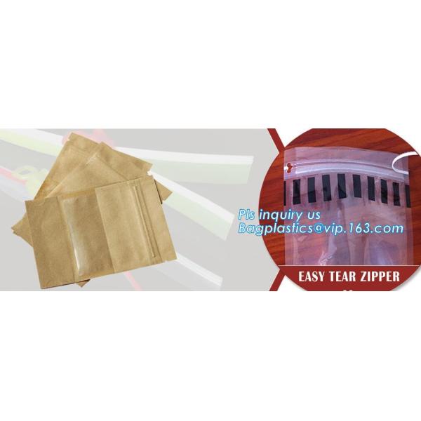 Quad Seal Bottom Load Metallized pouch Metal Slider Zipper Packaging Bag, Metal Zipper Printing PVC Slider Bags