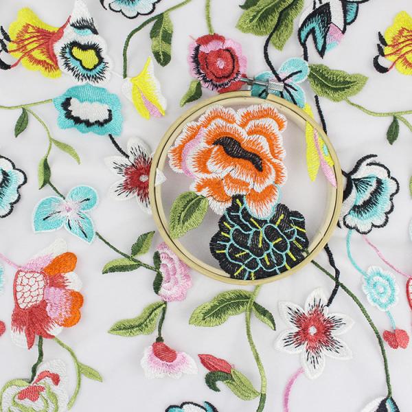 3d French Net Embroidery Mesh Lace Fabric Tulle Poly Milk Silk For Clothing