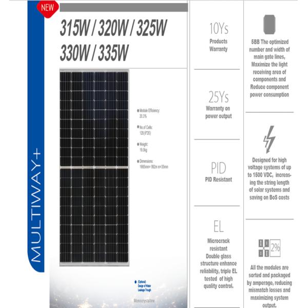 2020 Hot Sale Mono Solar Cells A Grade 6x20 5BB 10 Years Warranty Low Price 315W 320W 335W