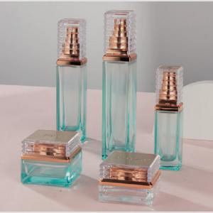 Cheap Eco Friendly Square Cosmetic Glass Bottle With Gradient Color ISO9001 for sale