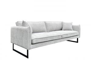 China Fabric sofa 3seater metal leg crossing high density foam padded seats pillows polyester fiber on sale