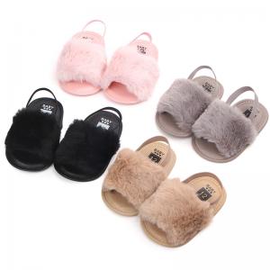 Cheap New designed cheap Faux fur soft cotton sole anti-slip prewalker outdoor baby sandals for sale