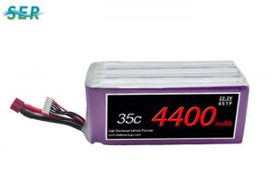 Cheap High Discharge LiPO Battery Pack , 6S1P RC Helicopter Battery 22.2V 4400mAh 35C for sale
