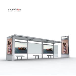 Cheap 250W Solar Powered Smart Bus Shelter With City Light Board for sale