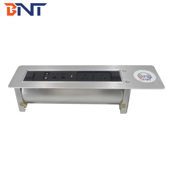 Multifunction office electrical accessory AU power tabletop electric flip socket with wireless charger