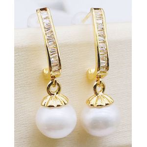 Buy cheap Elegant Earring for Women Gold Color with Big Round Pearl Earring Classic from wholesalers