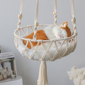 China Amazon Cross-Border Hot Selling Hand Woven Cotton Cord Cat Swing Hammock Hanging Chair Pet Cat Nest Net Red Cat Basket on sale