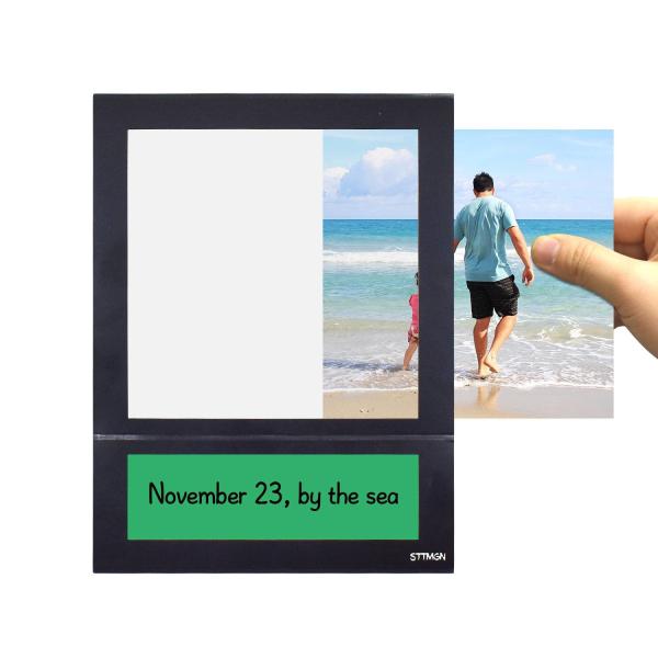 Custom Size Magnetic Photo Pocket Black With Dry Erase Label