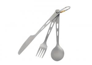 China Metal Titanium Knife Fork Spoon Set Long Handle Cookware Camping Ultralight Spork on sale